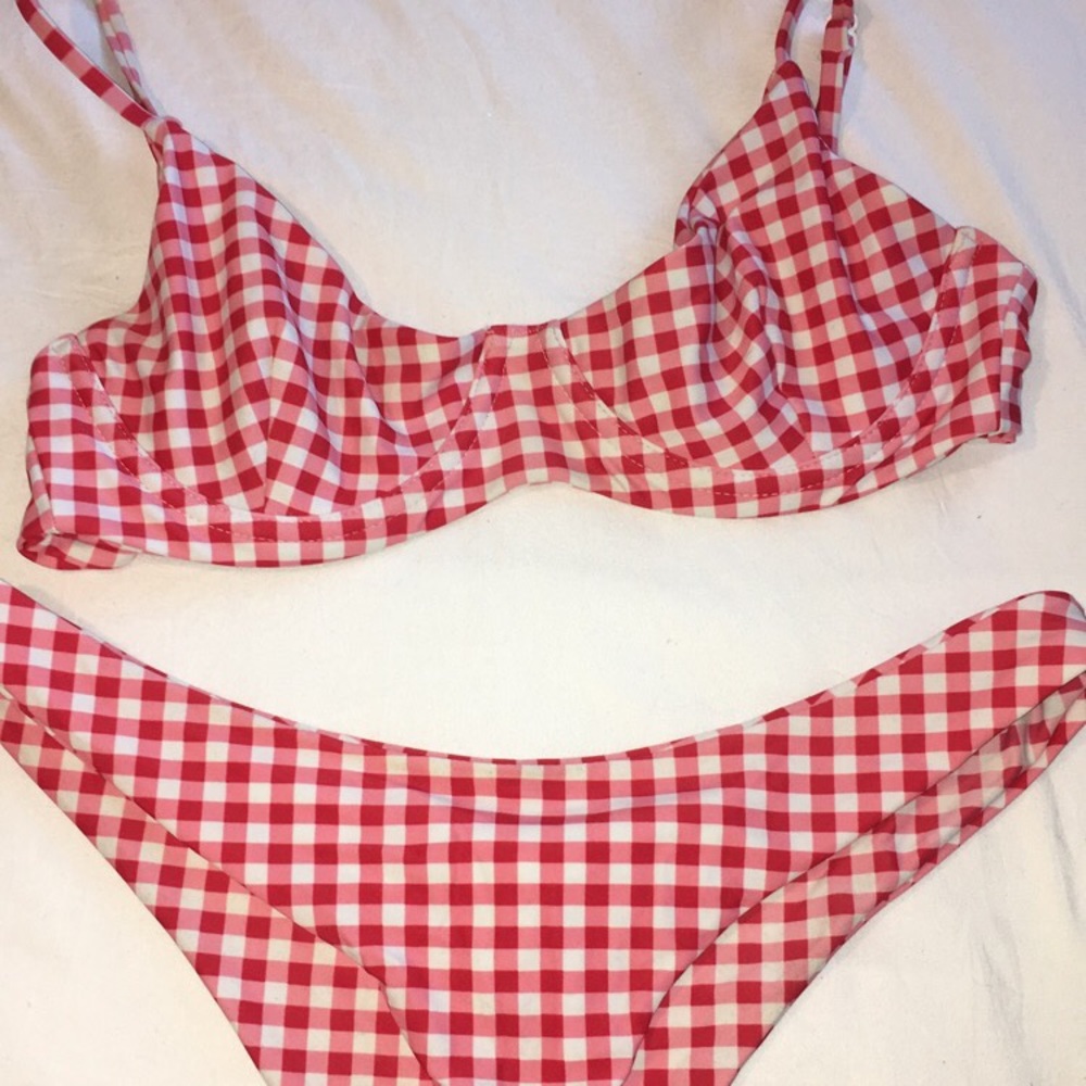 Blackbough swim cherry gingham swimsuit